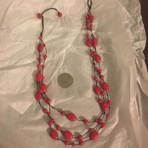 Red beaded statement necklace